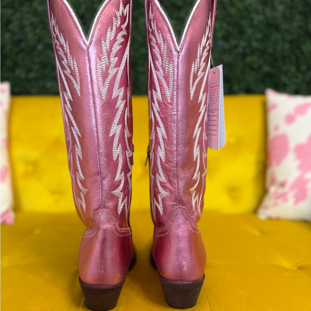 Southern Fried Chics Just‎ Call Dolly Pink Metallic Western Boots Size 9.5 NWT - Picture 10 of 16